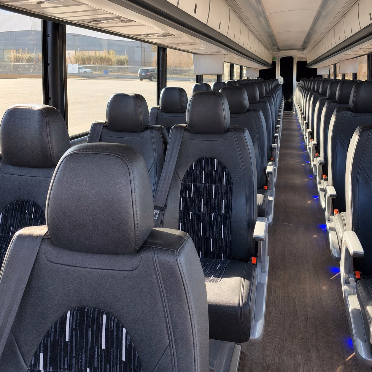 56 passenger charter bus inside